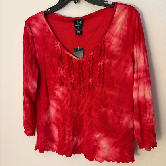 INC International Concepts Tops - INC International Concepts Red Tie-Dye Blouse